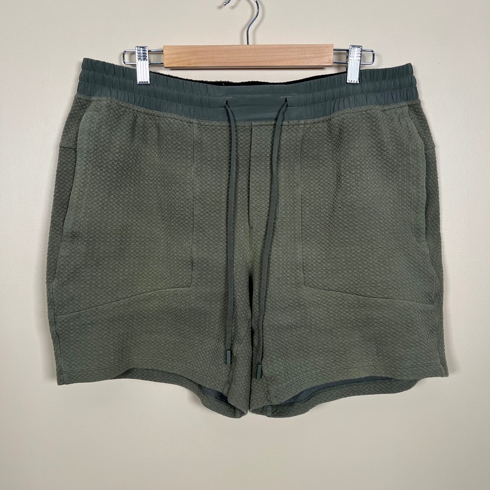 Lululemon At Ease Shorts Mens XXL Textured Fleece Green Athletic Drawstring Gym